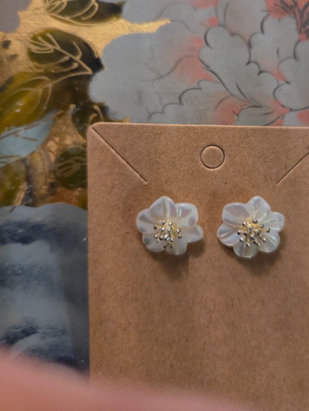 Mother of pearl flower studs
